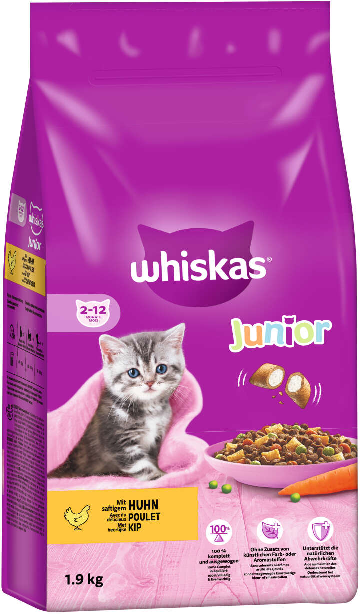 whiskas Katzen-Trockenfutter Junior mit Huhn